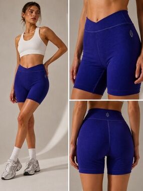 FP Movement Free Throw Bike Shorts L Outerspace Purple Ribbed High Rise NWT